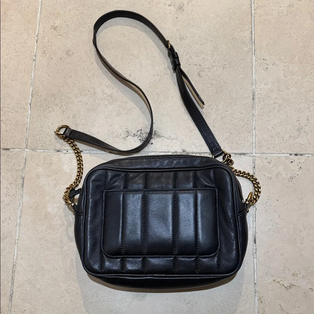 Tory Burch Quilted Black Crossbody Bag with Gold Chain